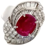Pt･Pm900 ビルマ産ルビー・ダイヤモンド リング 3.51・D2.11ct