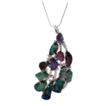 Pt･Pm900 ボルダーオパール・ダイヤモンド ブローチ 23.81・0.86 ct