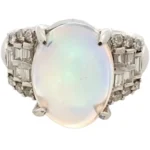 Pt･Pm900 ウォーターオパール・ダイヤモンド リング 7.00・D0.68ct
