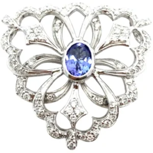 K18WG タンザナイト・ダイヤモンド ネックレス/ペンダントトップ 1.23・1.15ct