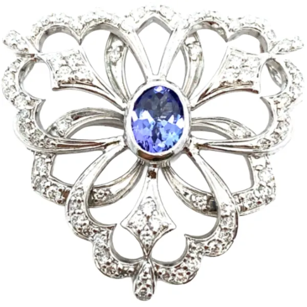 K18WG タンザナイト・ダイヤモンド ネックレス/ペンダントトップ 1.23・1.15ct