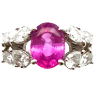 タサキ Pt･Pm900 ピンクサファイア・ダイヤモンド リング 1.6・0.85ct