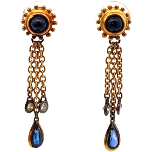 K18 サファイア・ダイヤモンド ピアス/イヤリング