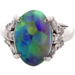 Pt･Pm900 オパール・ダイヤモンド リング 2.335・D0.34ct