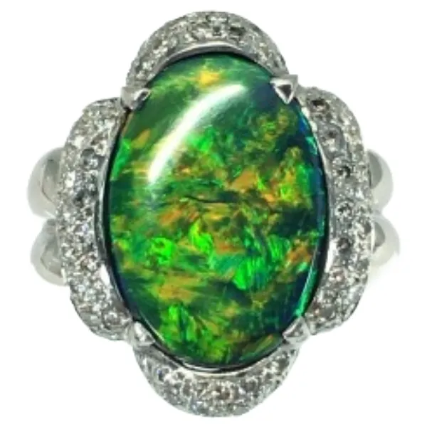 PT ブラックオパール・ダイヤモンド リング 7.37 ct