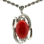 Pt900/Pt850 サンゴ・ダイヤモンド ネックレス/ペンダントトップ 6.87・D0.41ct