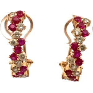 K18 ルビー・ダイヤモンド ピアス/イヤリング R0.35・R0.35・0.26・0.26ct