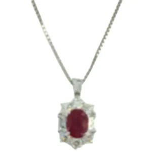 Pt850/Pt900 ビルマ産ルビー・ダイヤモンド ネックレス/ペンダントトップ 2.12 ct D1.45 ct