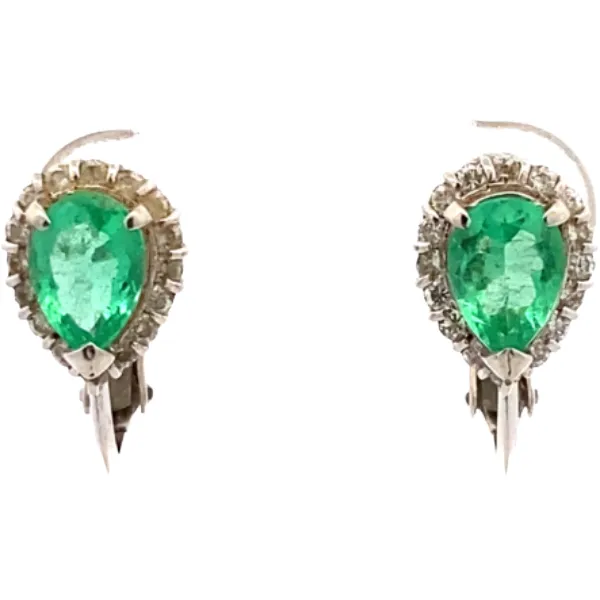 K14WG エメラルド・ダイヤモンド ピアス/イヤリング E1.08・D0.38ct