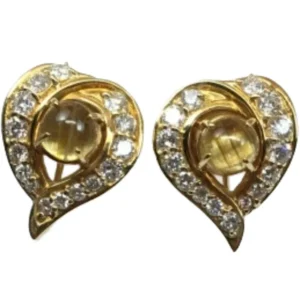 K18 ルチレイテッドクオーツ・ダイヤモンド ピアス/イヤリング 1.480・1.320 ct