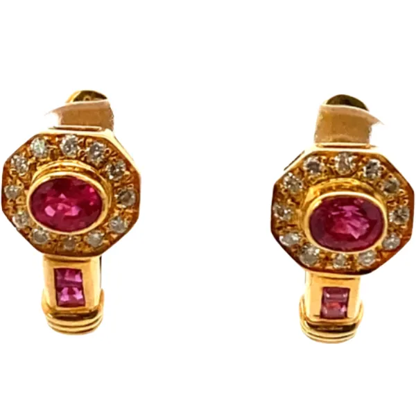 K18 ルビー・ダイヤモンド ピアス/イヤリング 0.78・D0.24・D0.24ct