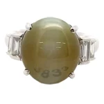 Pt･Pm900 クリソベリルキャッツアイ・ダイヤモンド 14.765・D0.52ct