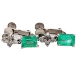 K14WG エメラルド・ダイヤモンド イヤリング 0.72・0.6・0.12・0.12 ct