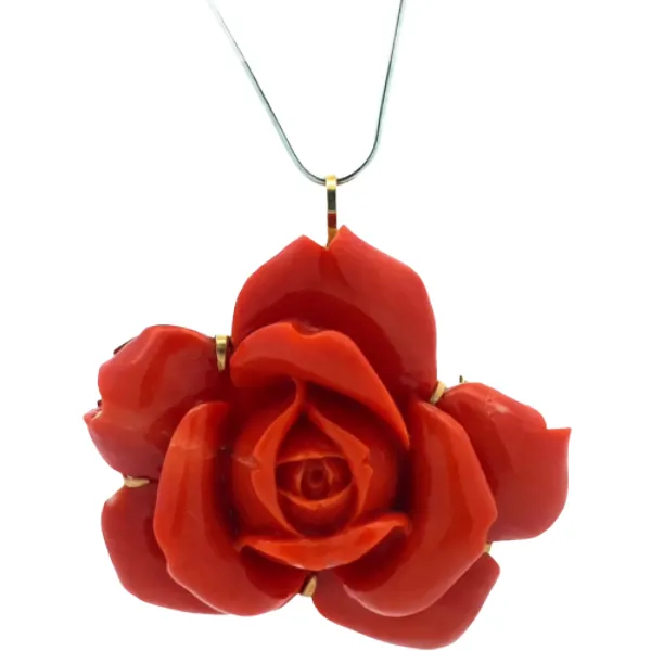 K18 サンゴ ブローチ