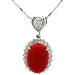 Pt850/Pt900 サンゴ・ダイヤモンド ネックレス/ペンダントトップ 5.86・0.71ct