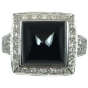 K18WG オニキス・ダイヤモンド リング 5.91 ct 0.53 ct