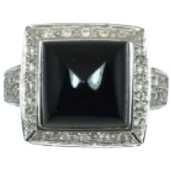 K18WG オニキス・ダイヤモンド リング 5.91 ct 0.53 ct