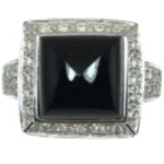 K18WG オニキス・ダイヤモンド リング 5.91 ct 0.53 ct