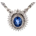 Pt850/Pt900 スリランカ産非加熱ブルーサファイア・ダイヤモンド ネックレス S8.92・D3.83ct
