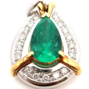Pt900K18[Ptﾒｲﾝ] コロンビア産エメラルド・ダイヤモンド ネックレスペンダントトップ 3.02・0.46ct