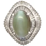 Pt･Pm900 クリソベリルキャッツアイ・ダイヤモンド リング 13.58・D1.98ct
