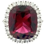 Pt･Pm900 ロードライトガーネット・ダイヤモンド リング 16.44・1.41ct