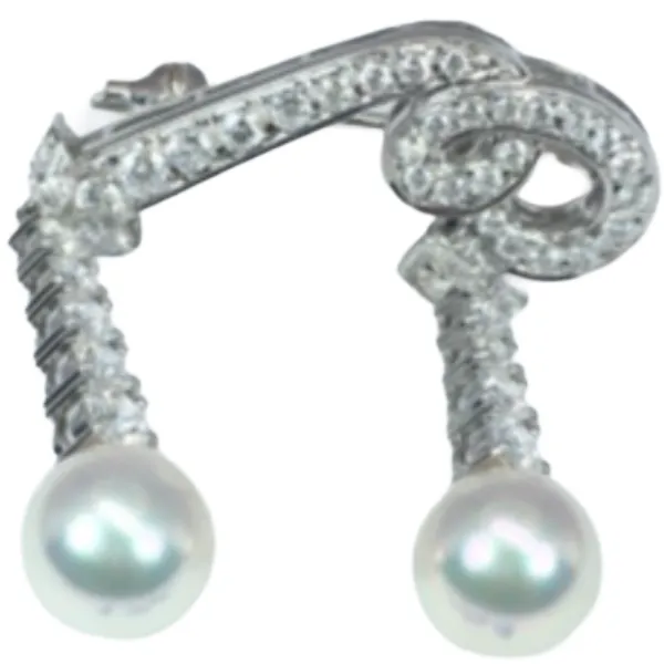 K18 パール・ダイヤモンド ブローチ 1.22 ct