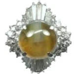 Pt･Pm900 クリソベリルキャッツアイ・ダイヤモンド リング 6.88 ct 1.68 ct