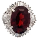 Pt･Pm900 ガーネット・ダイヤモンド リング 1.26 ct
