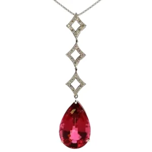 K18WG ピンクトルマリン・ダイヤモンド 27.52・0.24ct