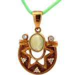 K18 クリソベリルキャッツアイ・ダイヤモンド ネックレス/ペンダントトップ 1.00・D0.09ct