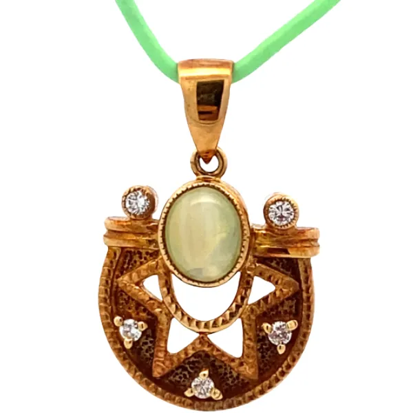 K18 クリソベリルキャッツアイ・ダイヤモンド ネックレス/ペンダントトップ 1.00・D0.09ct