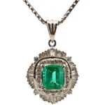 Pt850/Pt･Pm エメラルド・ダイヤモンド ネックレス/ペンダントトップ 1.06・0.69ct