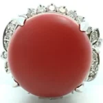 Pt･Pm900 サンゴ・ダイヤモンド リング 0.72ct