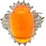 Pt･Pm900 ファイヤーオパール・ダイヤモンド リング 5.99・0.72ct