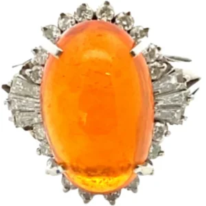 Pt･Pm900 ファイヤーオパール・ダイヤモンド リング 5.99・0.72ct