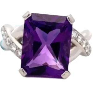 Pt･Pm900 アメシスト・ダイヤモンド リング A5.72 ct D0.35 ct
