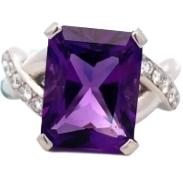 Pt･Pm900 アメシスト・ダイヤモンド リング A5.72 ct D0.35 ct