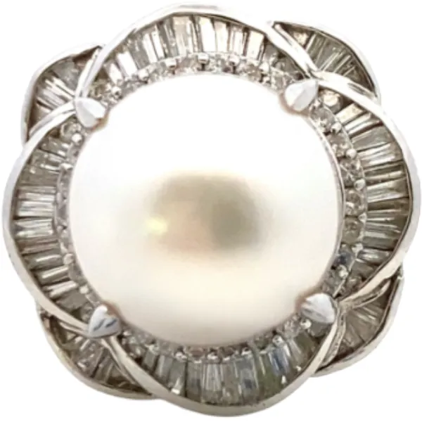 Pt･Pm900 パール・ダイヤモンド リング D1.35ct