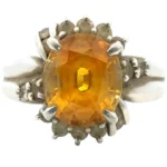 Pt･Pm900 ゴールデンサファイア・ダイヤモンド リング 5.15・0.5ct