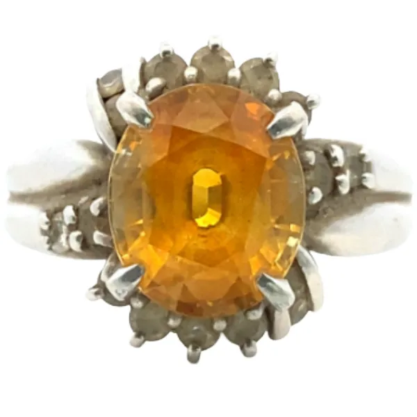 Pt･Pm900 ゴールデンサファイア・ダイヤモンド リング 5.15・0.5ct