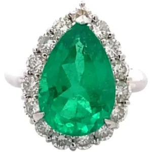 Pt･Pm900 コロンビア産エメラルド・ダイヤモンド リング 6.09・1.39ct