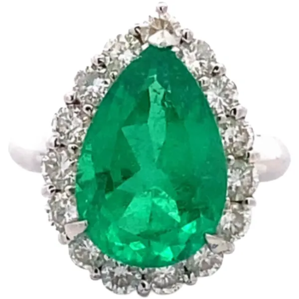 Pt･Pm900 コロンビア産エメラルド・ダイヤモンド リング 6.09・1.39ct