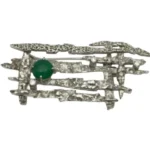K14WG エメラルド・ダイヤモンド ブローチ E0.64 ct D0.08 ct