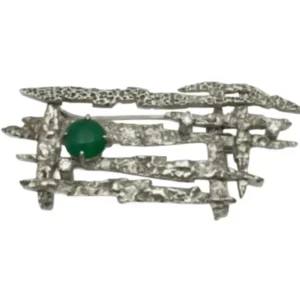 K14WG エメラルド・ダイヤモンド ブローチ E0.64 ct D0.08 ct