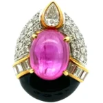 Pt900/K18 ピンクサファイア・多色石 リング R5.18・D1.22ct