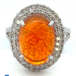 Pt･Pm900 ファイヤーオパール・ダイヤモンド リング 5.87・D1.1ct