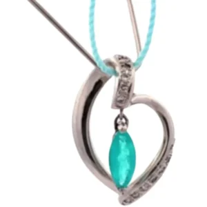 Pt･Pm900 パライバトルマリン・ダイヤモンド ネックレス/ペンダントトップ 0.52 ct D0.08 ct