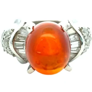 Pt･Pm900 ファイヤーオパール・ダイヤモンド リング 4.17・D0.61ct