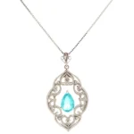 K18WG モザンビーク産パライバトルマリン・ダイヤモンド ネックレス/ペンダントトップ 0.97・0.11ct